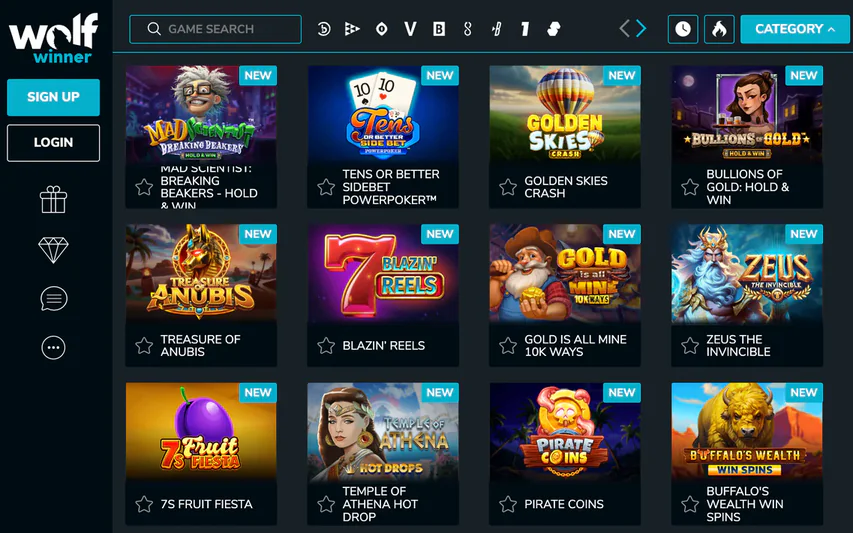 Wolf Winner casino Australia games