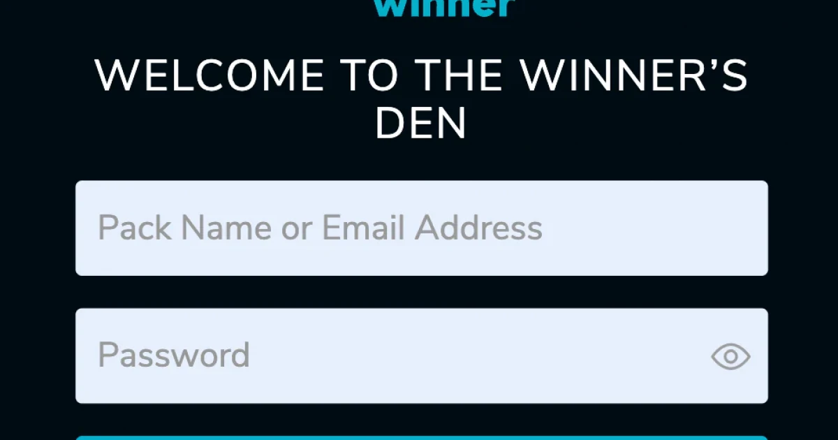 Wolf Winner login page interface showing username and password fields